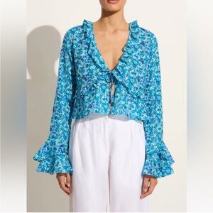 Faithfull the Brand Blue Floral Blouse